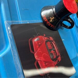 🏎️ 2 lot Ferrari mug mousepad hologram commuter NWT NIP F1 race car